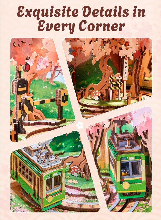 روبوتايم مجموعة ألعاب ROBOTIME ثلاثية الأبعاد الخشبية للكبار، مجموعة بناء منزل مصغر، صندوق موسيقي للعائلة، شجرة أزهار الكرز اليابانية كهدية إبداعية (جولة ساكورا الحالمة) - Image 5